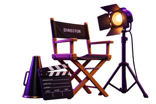 Set de cine con silla de director